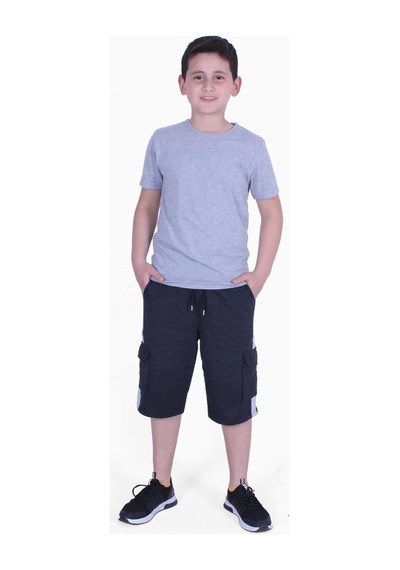 Fyk Kids Düz Model Erkek Çocuk Tişört-kapri Alt Üst Takım Gri