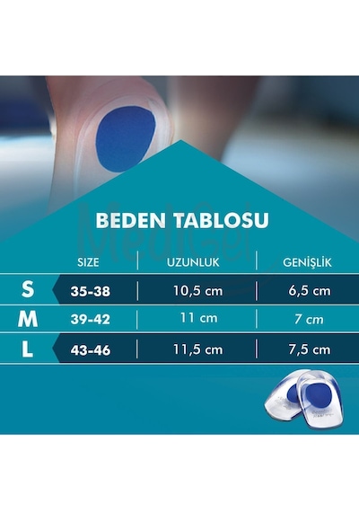 Medigel Slikon Topuk Yastıklama Pedi, Yumuşak Topuk Dikeni Destekli Ped 41-46
