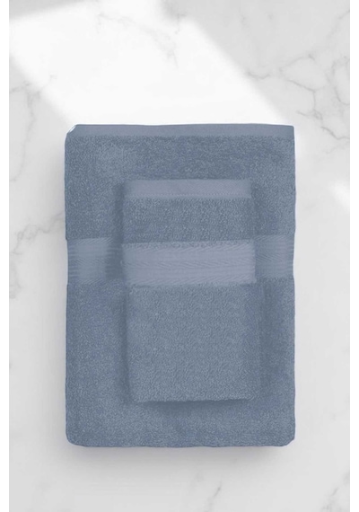 2 Parça Battal Lüks Premium Banyo Spa Havlu Takımı 90x170 Cm İndigo İndigo