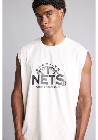 Defacto Nba Brooklyn Nets Bisiklet Yaka Boxy Fit Bisiklet Yaka Atlet H8273ax26augr519 Gri-gr519