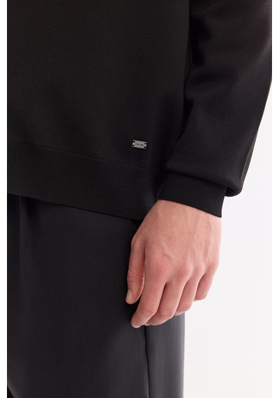 Avva Erkek Siyah Polo Yaka Düğmeli Rayon Regular Fit Hırka A61y5001