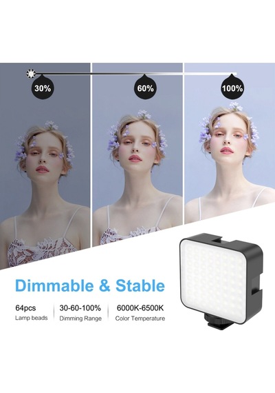 Fotograf Video İçin Mini 64 Led Light 5 Watt 800 Lümen Beyaz Işık Canon Nikon Sony Fujifilm Olympus
