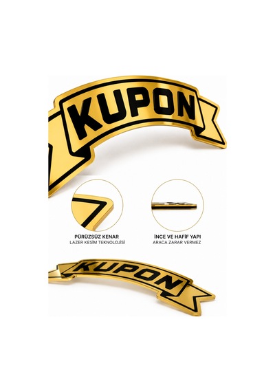 Kupon Kendinden Yapışkanlı Pleksi Sticker Ayna Gold Araç Süsü Tır Kamyon Servis Aracı 21x10 Cm