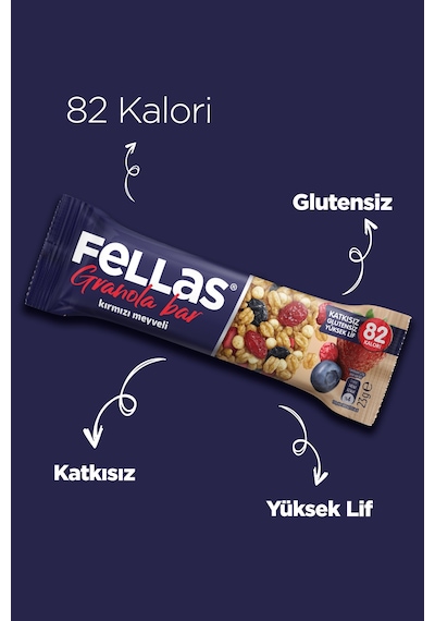 Kırmızı Meyveli Granola Bar 23 G X 12 Adet