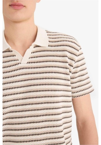 DeFacto Regular Fit Polo Yaka Çizgili Dokulu Kısa Kollu Tişört D7249AX25SPER85