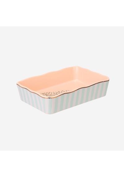 Pembe Porselen Fırın Kabı 26x18x6 Cm