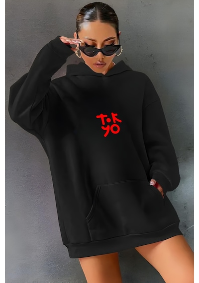 Startmore Tokyo Baskılı Kapişonlu Sweat Siyah