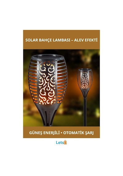 Güneş Enerjili Alev Efektli Bahçe Lambası Küçük 51 Cm Çok Renkli