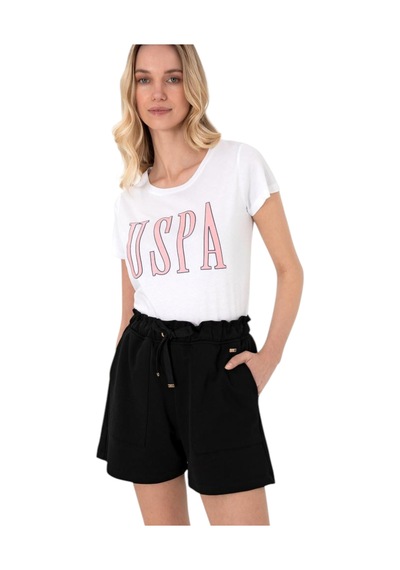 U.S. Polo Assn. Kadın Marka Yazılı T-shirt Beyaz
