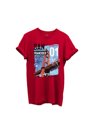 San Francisco California Yazılı Golden Gate Köprüsü Baskılı %100 Pamuk Regular Fit Unisex T-shirt Kırmızı San Francisco California Yazılı Golden Gate Köprüsü Baskılı %100 Pamuk Regular Fit Unisex T-shirt Kırmızı