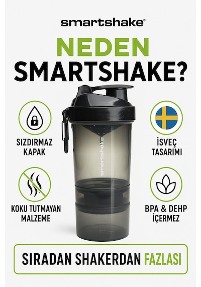 Smartshake Original2go Serisi 600 Ml Siyah Protein Shaker