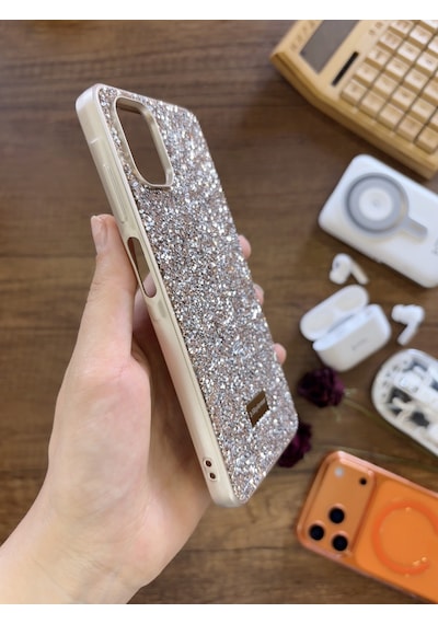 Samsung A06 Uyumlu Kadife İç Yüzey Tasarımlı Taşlı Işıltılı Parlak Pırlanta Kılıf Dia Plus Gold
