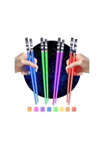 Valkyrie 8 Parça Led Işıklı Chopstik Işık Kılıcı Yemek Çubukları Star Wars Tema Çöpstik Çok Renkli