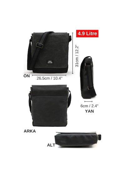 Dark Cotton 7112 Western Kahverengi Suya Dayanıklı Mumlu Kanvas Postacı Omuz Laptop Okul Çantası Siyah