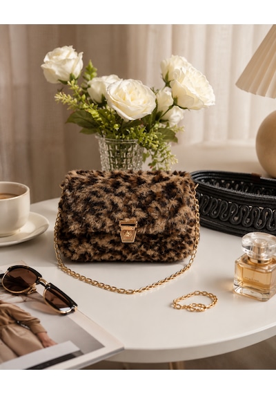 Leopar Zincirli Mini Çanta