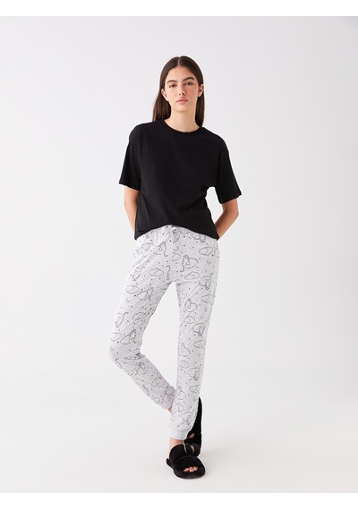 Lcw Dream Gri Beli Lastikli Desenli Kadın Jogger Pijama Altı