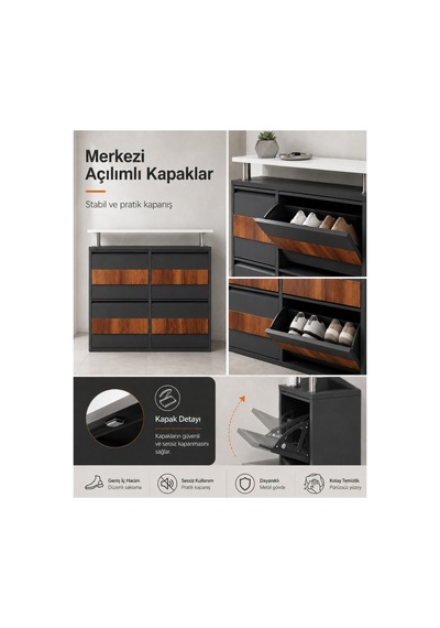 Metal Düşer Kapak Ayakkabılık Kayar Raflı Ayakkabılık 2+2 Antrasit Antrasit-ahşap Metal Düşer Kapak Ayakkabılık Kayar Raflı Ayakkabılık 2+2 Antrasit Antrasit-ahşap