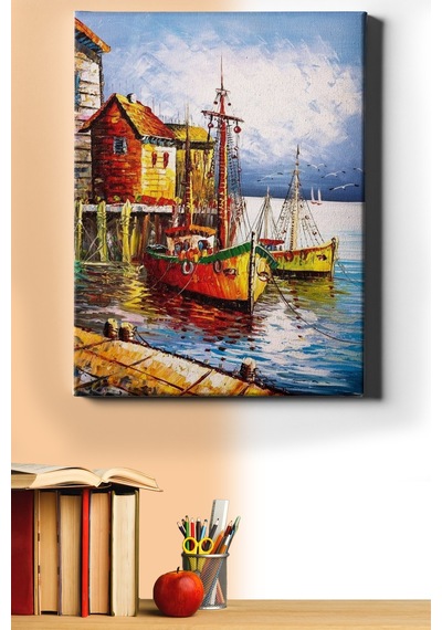 Webstyle Sayılarla Boyama Seti Kasnaklı Renkli Ev Ve Yelkenli 60 X 75 Cm