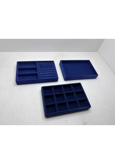 Peru Model Süet Kumaş Lacivert Renk 22/14 Cm 3 Lü Takım Takı Sergileme Standı