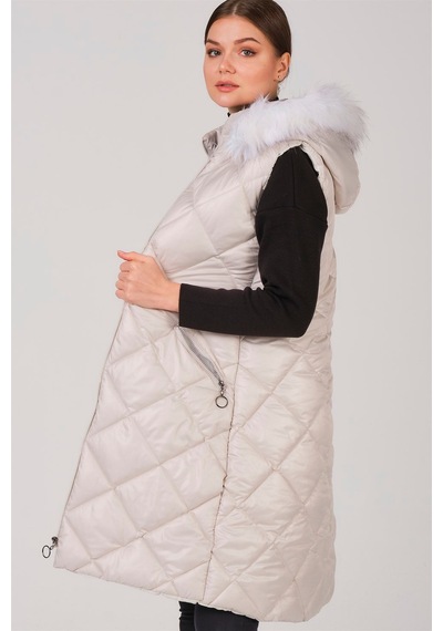 Z6717 Dewberry Bayan Yelek-krem Krem