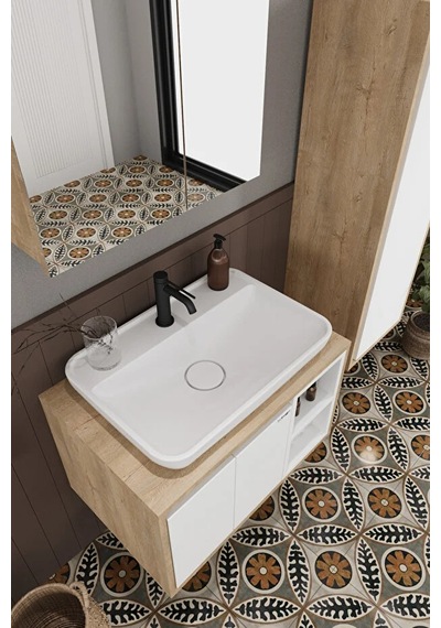 Lale Beyaz 70 Cm Set %100 Mdf Lavabolu Banyo Dolabı Aynalı Dolap Boy Dolabı Beyaz Meşe Lale Beyaz 70 Cm Set %100 Mdf Lavabolu Banyo Dolabı Aynalı Dolap Boy Dolabı Beyaz Meşe