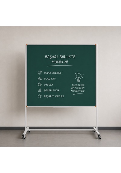 Emaye Yüzey Mobil Yazı Tahtası 120x120cm Yeşil