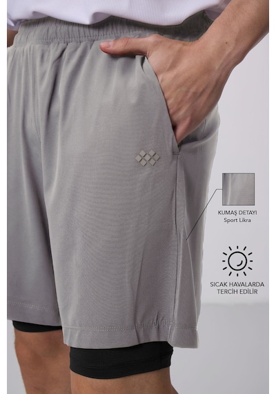 Tommy Life Taş İnce Yumuşak Standart Fit Erkek Taytlı Şort - 81287 Taş