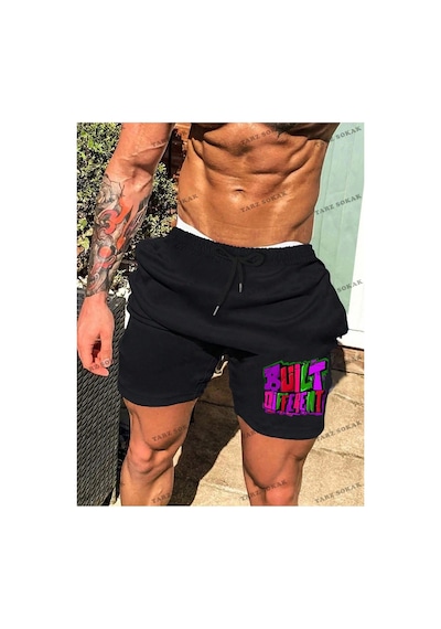 Tarzsokak Y2k Unisex Yaz Şort Bermuda Harajuka Anime Retro Kod-11565 Siyah