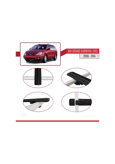 Kia Grand Carnival Vq 2006-2014 Arası İle Uyumlu Basic Model Ara Atkı Tavan Barı Siyah 3 Adet