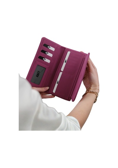 Mft Leather Hakiki Deri Kadın Cüzdan Beauty 3467 Flother Mat Pembe