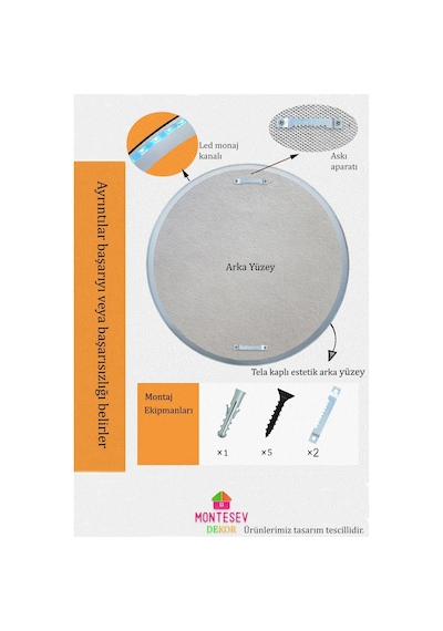 Led Işıklı Safir Gümüş Dekoratif İşlemeli Duvar Aynası Tekli 56cm Gümüş