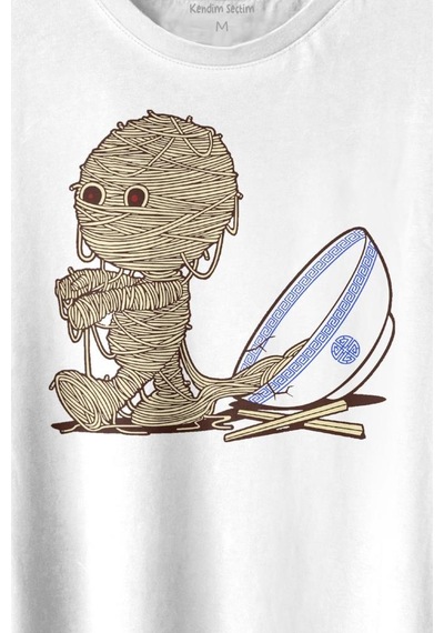 Noodle Mummy Mumya Totem Komik Baskılı Tişört Unisex T-shirt 001