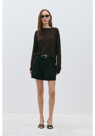 Suud Collection Siyah Mia Pileli Şort