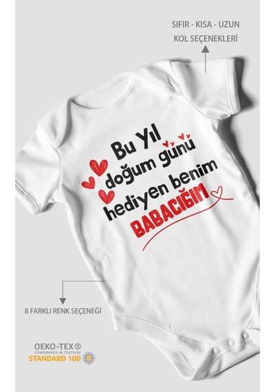 Morivokids Babaya Özel Kısa Kollu Bebek Body %100 Pamuk Zbn296-kk Beyaz