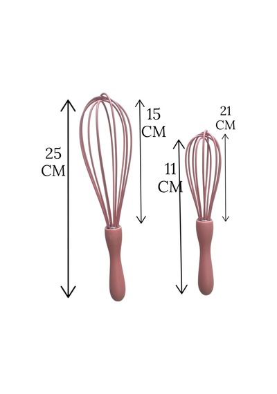 2'li Silikon Çırpıcı Seti, 25cm-21cm, Somon Diğer