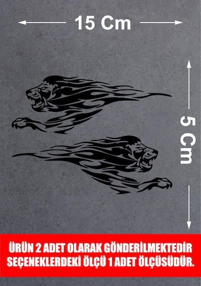 Aslan Sticker 2 Adet - Araba Oto Motosiklet Karavan Cam Sticker - 00109 15x5 Cm