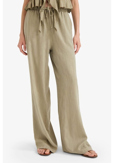 Defacto Wide Leg Çift Cepli Normal Bel Standart Boy Pantolon D1009ax25spkh459 Haki