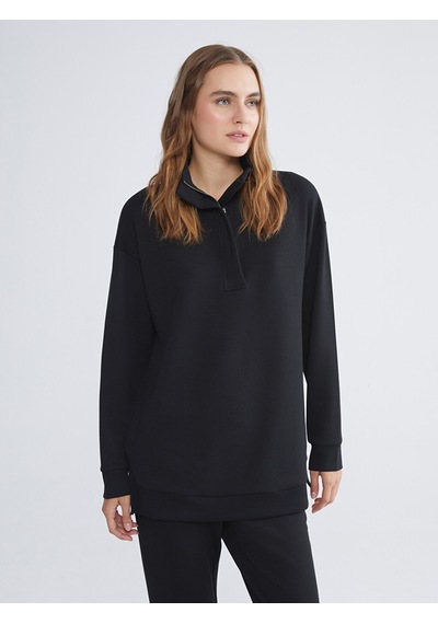 Lcw Everyday Siyah Dik Yaka Kadın Sweatshirt Tunik