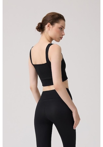 Cottonhill Siyah Kare Yaka Crop Top Büstiyer Siyah