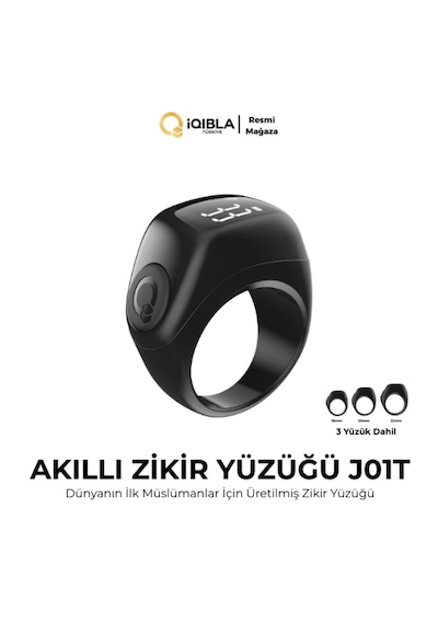 Iqibla Smart Ring J01T Jood Lite Akıllı Zikir Yüzüğü Siyah Renk