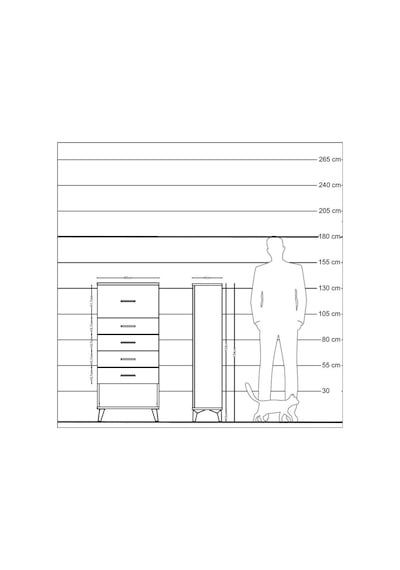 Hyperion Dolap 5 Çekmeceli 60x44x134 Çam-antrasit Çam