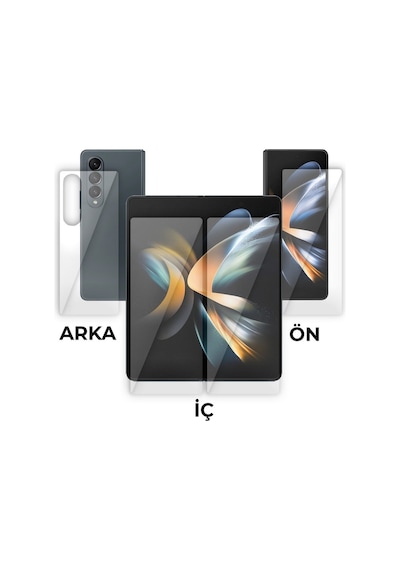 Samsung Galaxy Uyumlu Z Fold 2 Ön-iç-arka Ekran Darbe Emici Kaplama Ve Hd Ekran Koruyucu