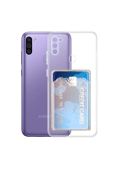 Kvy Samsung Galaxy Uyumlu A11 Kamera Korumalı Kartlıklı Setra Şeffaf Silikon Kılıf
