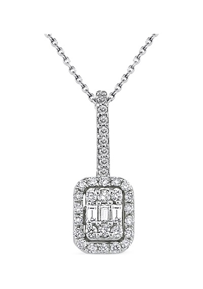 Modern Tasarım 0.22 Ct Baget Kare Tektaş Kolye