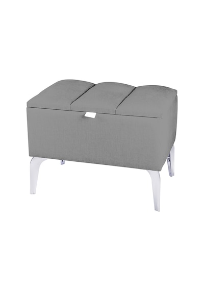 Vetra Mini Royal Gri Kumaş Sandıklı Dekoratif Puf&bench-dilimli Model-gümüş Ayak-modern Puf