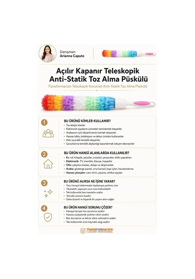 Transformacion Anti-statik Toz Alma Püskülü / Yıkanabilir Gökkuşağı Mikrofiber Toz Alıcı, Araba, Ev, Ofis İç Genel