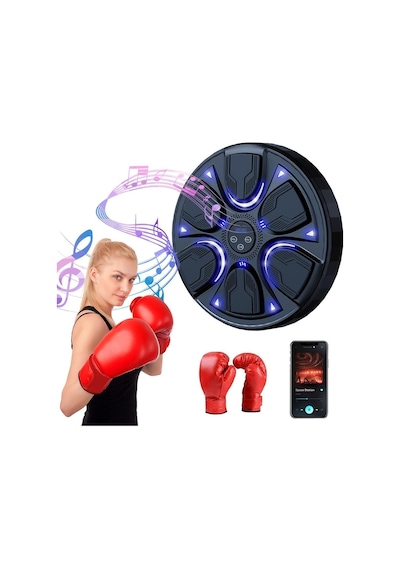 Akıllı Boks Standı Müzikli Boks Makinesi Eldivenli Yetişkin Çocuk Egzersiz Boks Spor Ekipmanı Siyah