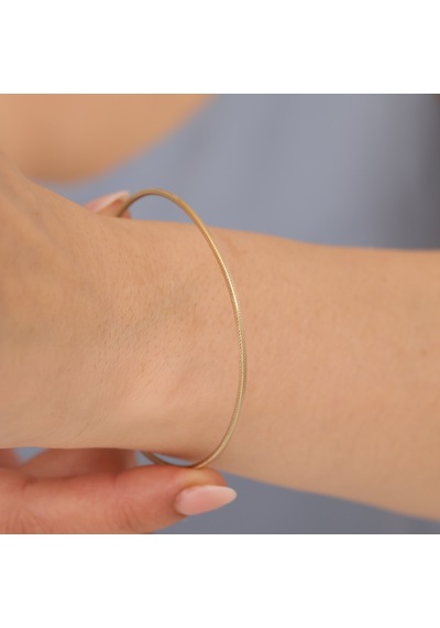 925 Ayar Altın Mikron Kaplama Ajda Ray Gümüş Bilezik - Bv00102 Gold