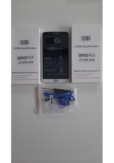 LG Uyumlu G3 D855 Lcd Dokunmatik Ekran + Tamir Seti-Beyaz
