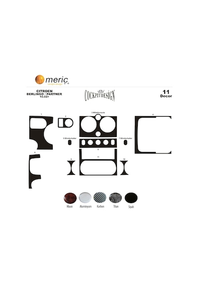 Meriç® Citroen Berlingo Ön Torpido Kaplama 11 Parça 2002-2008 (530156091)